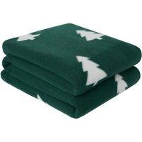 OHS Polar Fleece Throw Bed Chair Christmas Tree Soft Blanket in Green