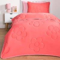 OHS Coverless Duvet 7.5 TOG Pillowcase Quilt Daisy Bedding Set, Coral | Size: Double