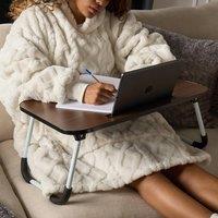 OHS Foldable Wooden Lap Tray TV Dinner Bed Laptop Work Desk Stand Portable in Brown