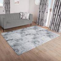 OHS Marble Rug Carpet Living Room Modern Bedroom Soft Fleece Floor Area Mat Non Slip in Grey | Size: 120cm x 170cm