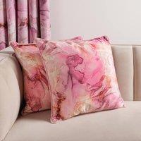 OHS 2 Pack Marble Matte Velvet Cushion Covers in Pink | Size: 45cm x 45cm