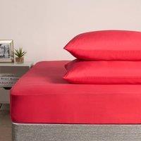 OHS 2 Pack Soft Microfibre Wrinkle Resistant Housewife Pillowcases in Red | Size: Standard Pillow Case