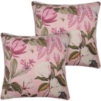 OHS 2 Pack Printed Floral Cushion Covers Home Decor Set in Pink | Size: 45cm x 45cm