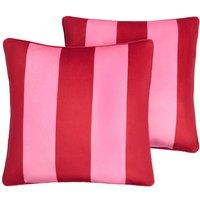 OHS 2 Pack Stripe Cushion Covers Home Decor Set in Pink | Size: 45cm x 45cm