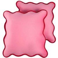 OHS 2 Pack Matte Velvet Scallop Edge Cushion Covers Home Decor Set in Pink | Size: 45cm x 45cm