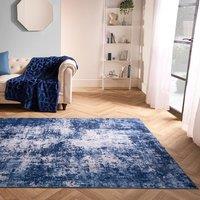 OHS Abstract Rug Washable Carpet Living Room Bedroom Non Slip Runner Mat in Navy | Size: 80cm x 150cm