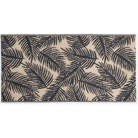 OHS Leaf Outdoor Rug Tropical Garden Round Area Mat Waterproof Patio Deck in Black | Size: Large