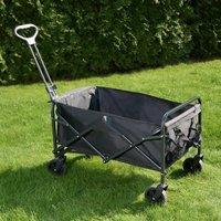 OHS Outdoor Garden Trolley Cart Foldable Camping Wagon Truck Wheelbarrow Storage in Black