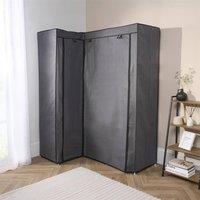 OHS Corner Wardrobe Fabric Clothes Hanging Rail Bedroom Organiser Decor in Light Grey