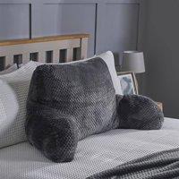 OHS Waffle Fleece Reading Cuddle Cushion Soft Bed Pillow Arms Chair in Charcoal