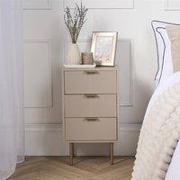 OHS Ribbed Bedside Table Modern Bedroom 3 Draw Office Nightstand in Natural