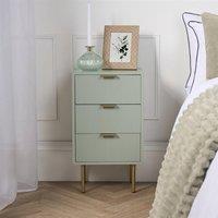 OHS Ribbed Bedside Table Modern Bedroom 3 Draw Office Nightstand in Pale Green
