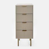 OHS Ribbed Bedside Table Modern Bedroom 4 Draw Office Nightstand in Natural