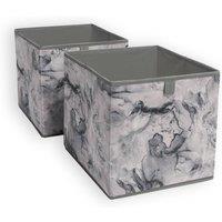 OHS Marble Storage Cubes 2 Pack Folding Boxes Shoe Toy Set Space Saving in Charcoal