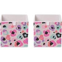 OHS Storage Cube Boxes Leopard 2 Pack Folding Space Saving Shoe Organiser in White