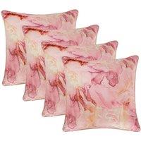 OHS 4 Pack Marble Matte Velvet Cushion Covers in Pink | Size: 45cm x 45cm