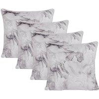 OHS 4 Pack Marble Matte Velvet Cushion Covers in Light Grey | Size: 45cm x 45cm