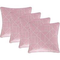 OHS 4 Pack Geo Matte Velvet Cushion Covers in Pink | Size: 45cm x 45cm