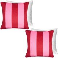OHS 2 Pack Stripe Filled Cushion Covers Home Decor Set in Pink | Size: 45cm x 45cm