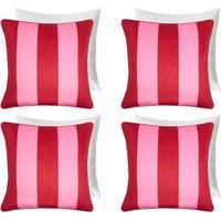 OHS 4 Pack Stripe Filled Cushion Covers Home Decor Set in Pink | Size: 45cm x 45cm