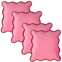 OHS 4 Pack Matte Velvet Scallop Edge Cushion Covers Home Decor Set in Pink | Size: 45cm x 45cm