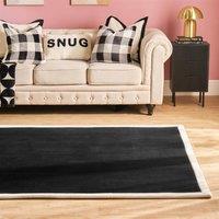 OHS Contrast Border Non Slip Tufted Hallway Runner Rug Floor Carpet in Black | Size: 80cm x 150cm