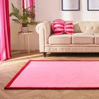 OHS Contrast Border Non Slip Tufted Hallway Runner Rug Floor Carpet in Pink | Size: 66cm x 200cm