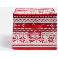 OHS Christmas Cube Storage Lid Box Basket Decorative Organiser in Red