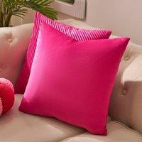 OHS 2 Pack Matte Velvet Super Soft Cushion Covers Square Pillowcases in Bright Pink | Size: 45cm x 45cm