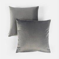 OHS 2 Pack Matte Velvet Soft Reversible Cushion Covers Square Pillowcases in Charcoal | Size: 45cm x 45cm