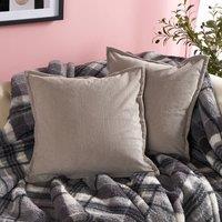 OHS 2 Pack Ribbed Oxford Edge Corduroy Cushion Covers Square Pillowcases in Grey | Size: 45cm x 45cm