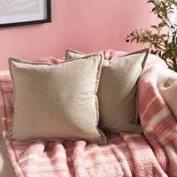 OHS 2 Pack Ribbed Oxford Edge Corduroy Cushion Covers Square Pillowcases in Natural | Size: 45cm x 45cm