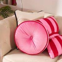 OHS Ultra Soft Velvet Round Seat Cushion Pleated Floor Pillow in Pink | Size: 40cm x 40cm