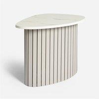 OHS Ribbed Side Table Corner Bedroom Living Room Office Bedside in White