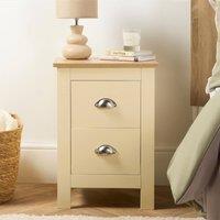 OHS Chicago 2 Drawer Bedside Cabinet Table Nightstand in Cream