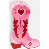 OHS Cowboy Boot Shaped Cushion Soft Plush Decorative Pillow in Pink