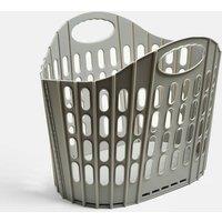 OHS Foldable Plastic Laundry Basket Storage with Handles in Grey