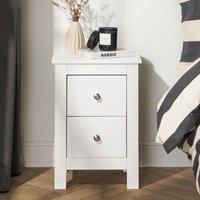 OHS Chicago 2 Drawer Bedside Cabinet Table Nightstand in White