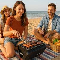 Valiant Portable Folding Beach BBQ for Camping, Festivals and Picnics in Black