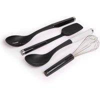 KitchenAid 4pc Onyx Black Kitchen Utensil Set with Spoon Spatula, Slotted Spoon, Whisk and Basting Spoon | Size: Large