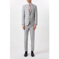 Mens Slim Fit Grey Textured Check Suit Jacket - 36R