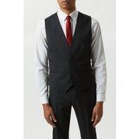 Mens Slim Fit Plain Charcoal Wool Suit Waistcoat - M