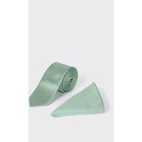 Mens Sage Tie And Pocket Square Set - One Size