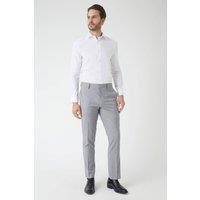 Mens Slim Fit Light Grey Textured Suit Trousers - 36R