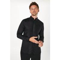 Mens Long Sleeve Chest Pocket Oxford Shirt - Black - Xl