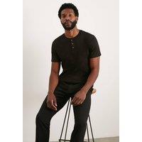 Burton Men Black Grandad Neck T-Shirt | Size: Small