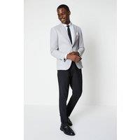 Mens Grey Slim Fit Pique Jersey Patch Pocket Blazer - 36R