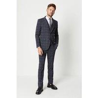 Mens Slim Fit Retro Check Suit Trouser - Burgundy - 30R