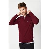 Mens Cotton Rich Half Zip Jumper - Burgundy - Xxl