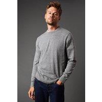 Mens Cotton Rich Crew Neck Jumper - Light Grey - S
